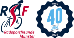 Logo der Radsportfreunde Münster mit dem Hinweis auf das Jubiläum